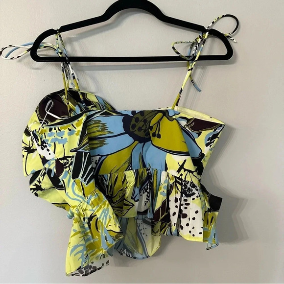 Tanya Taylor Claudette in Zest Multi Tie-Shoulder Ruffle Peplum Top Size 6 NWT - Picture 11 of 11